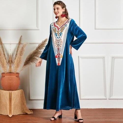 Winter Velvet Muslim Dress Women 2020 Moroccan Kaftan Kimono Jubah Long Robe Abaya Islamic Clothing Turkey Hijab Arabic Dresses