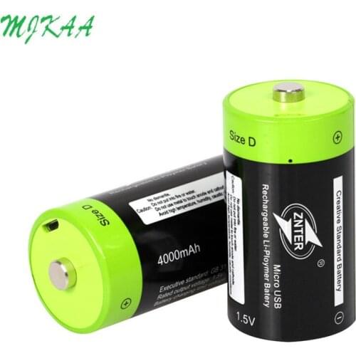 ZNTER D size 4000mAh Lithium Battery Bateria Pilha Recarregavel 1.5v 2A 4000mAh Rechargeable Battery Multifunctional Li-polymer