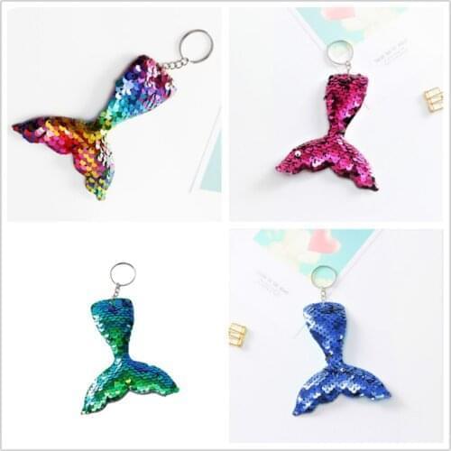 1PCS Sequined Mermaid Sequins Key Chain Party Favors Gifts Family Friend Baby Souvenirs Birthday Valentines Day Gift Festive