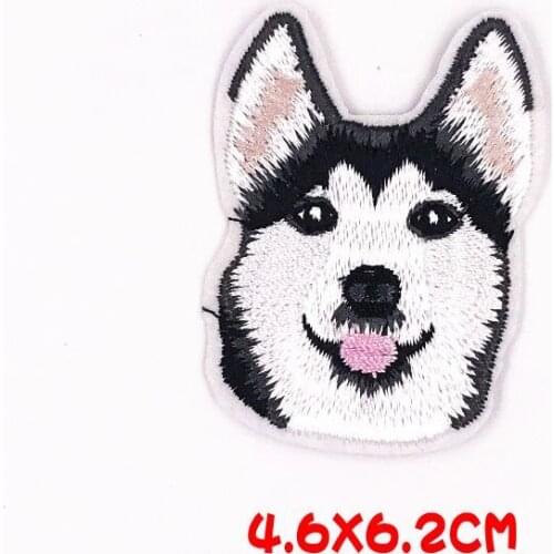 1 Pcs Husky Dog Iron On Patches Embroidered Embroidery Patch Clothing Clothes DIY Garment Apparel repair badges kids crafts