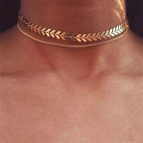 12Pcs/lot Fashion Fishbone Chain Aircraft Chain Double Clavicle Neckalce High Quallity Metal Chain Necklace for Women