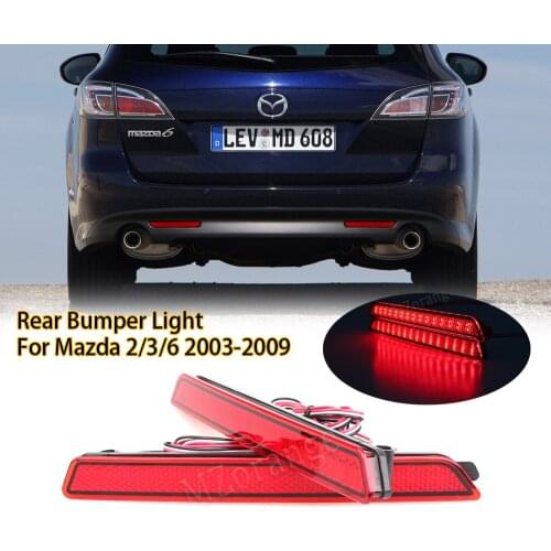 2pc LED Rear Bumper Reflectors Light Car Accessories Red Brake Lights LED Parking Warning Night Driving Fog Lamp For MAZDA 2/3/6