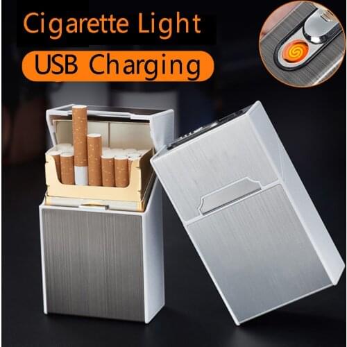 20 sticks cigarette lighter charging creative windproof moisture-proof USB electronic cigarette lighter dfdf