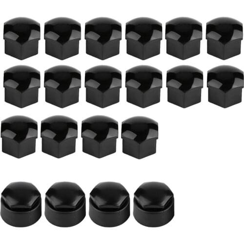 20pcs 17mm Nut Car Wheel Auto Hub Screw Protection Anti-theft Cover Cap for Audi Black
