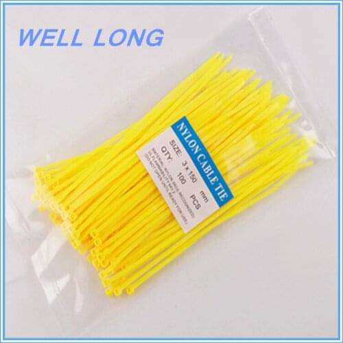 200pcs/lot 3*150mm Yellow Self-Locking Nylon Wire Cable Zip Ties, Cable Ties