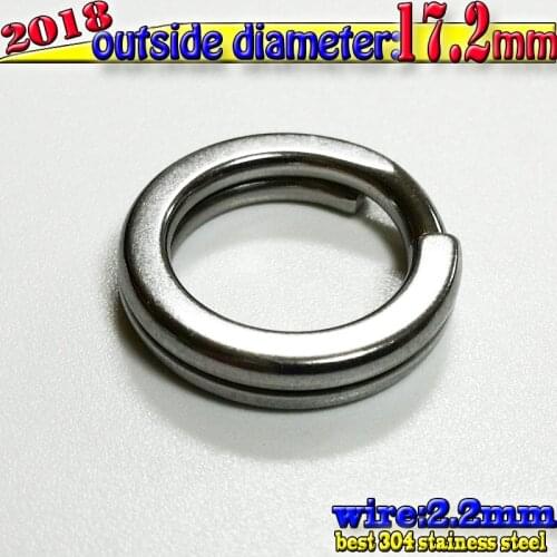 2018fishing split rings wire2.2*outder diameter17.2mm quantily30pcs/lot 304stainless steel test155kg