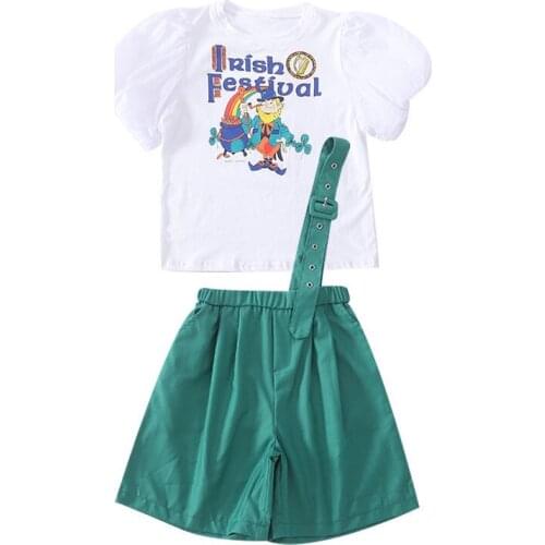 2021 Kids Clothes Girl Loose Jumpsuit + T shirt 2 Pcs Girls Clothing Short Sleeve Girls Suit Spring Summer Casual Suit For Girls