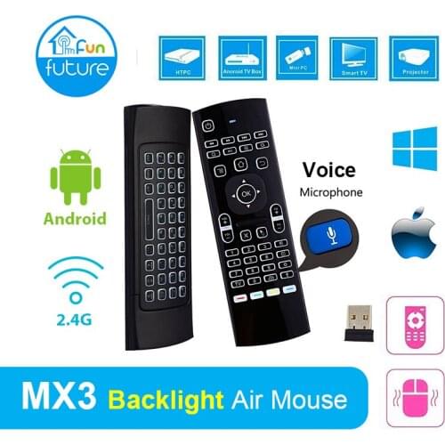 MX3 air mouse Voice Backlit English Russian air mouse 2.4G Wireless Keyboard Remote Control IR Learning For Android TV Box