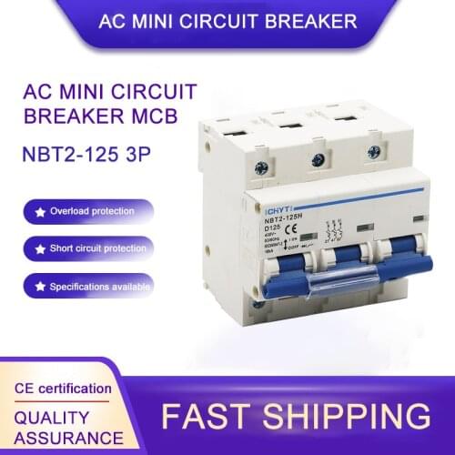 ICHYTI NBT2-125 3P 80A100A 125A 400VAC MCB Circuit Breaker Miniature main switch D Curve Mater Switch
