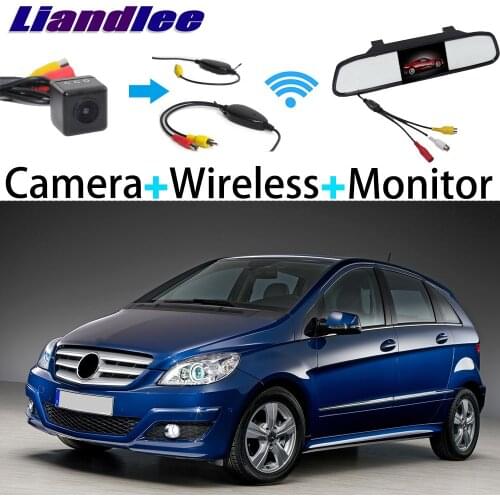 Liandlee 3in1 Wireless Receiver Mirror Monitor Special Rear View Camera Backup Parking System For Mercedes Benz B Class MB W245