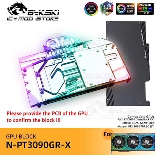 Bykski VGA Blocks for Palit RTX3090 GameRock OC A-RGB Video Cards Water Block Liquid Cooling Heatsink N-PT3090GR-X
