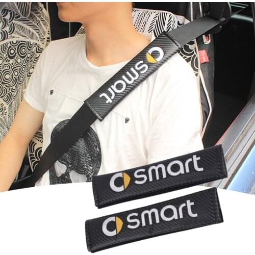 Smart Fortwo Forfour 453 Logo Embroidery PU Seat Belt Cover Protector Car-covers Camping Safety Shoulder Protection Decorative