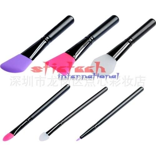 By dhl or ems 50 sets 6pcs/set Silicone Makeup Brush Set New Deign Powder Foundation Cosmetic Brushes Eyeshadow