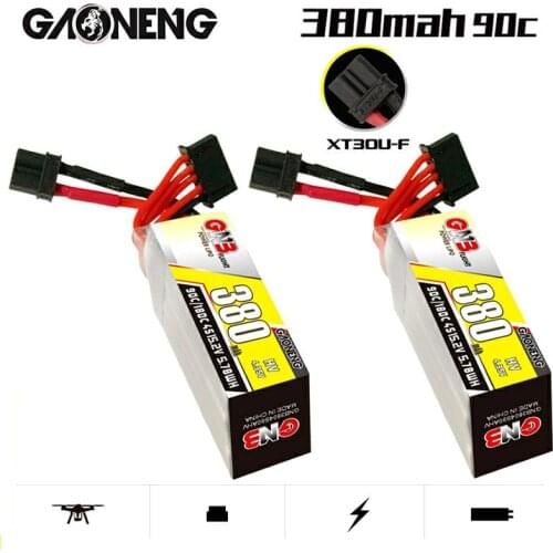 Gaoneng GNB 380mAh 4S 15.2V 90C/180C HV Lipo Battery With XT30 Plug For FPV RC Drone Whoop Quadcopter Racing Drone Parts