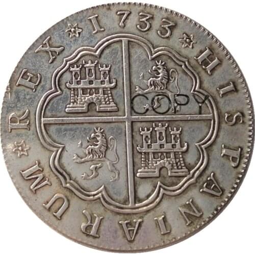 Spain 8 Resl 1733 Silver Plated Copy Coins