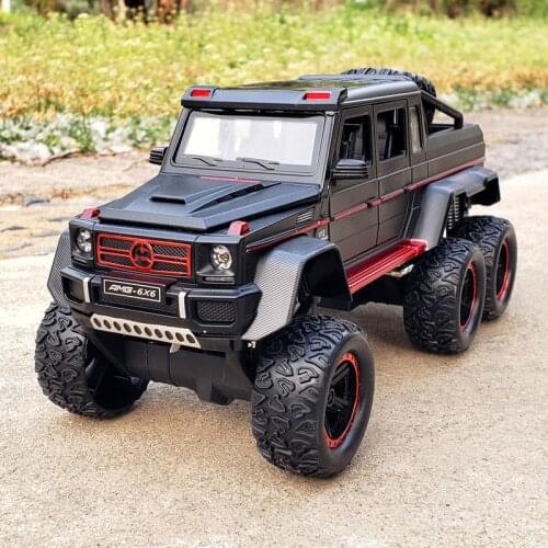 1:32 6WD Diecast metal Off Road SUV Car Model Vehicles BENZ AMG G63 6X6 Wheels baby kids toys for children Glowing Gift Car Toy