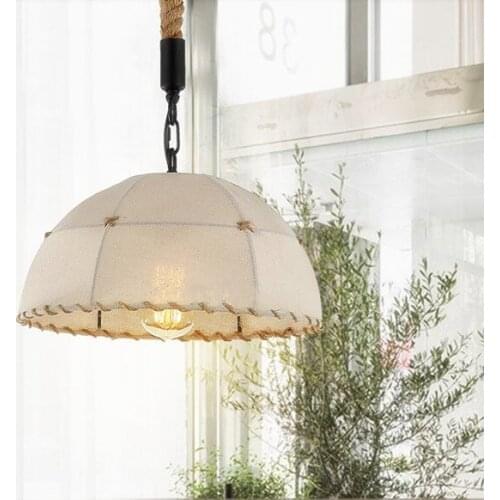 Loft&Warm rustic fabric iron art pendant lights Industrial style rope line E27 LED hang lamp for cafe&porch&stairs&bar CYDD044