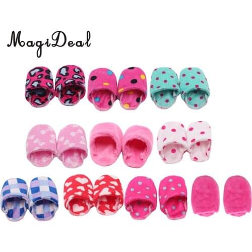 MagiDeal Cute Shoes Slippers for 18' Dolls Clothes Accs White Red Dot