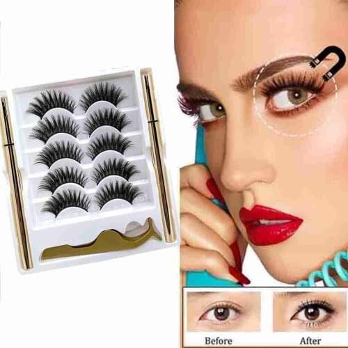 5 Pairs Magnetic Eyelashes And Eyeliner Set Natural Fluffy Fake Eye Lashes False Eyelashes Wholesale Faux Cils Naturel Makeup