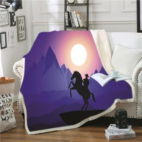 New Western Denim Printed Blankets Winter Fashion Plus Fleece Childrens Blankets Cartoon Soft Blankets Picnic Throw Blankets