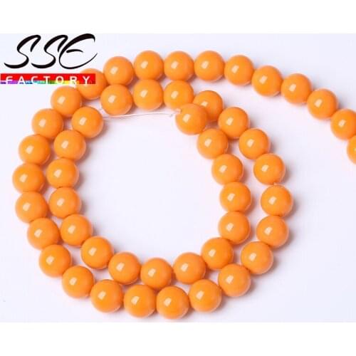 Wholesale Orange Jades Round Loose Beads Natural Orange Stone Beads For Jewelry Making DIY Charm Bracelet Necklace 8mm15"Strand