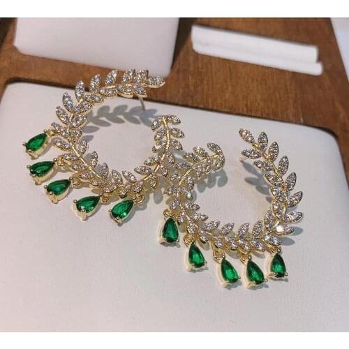 Luxury Waterdrop Shape Dangle Earrings For Women Wedding Colorful Cubic Zirconia CZ DUBAI Bridal Earrings boucle d'oreille E9587