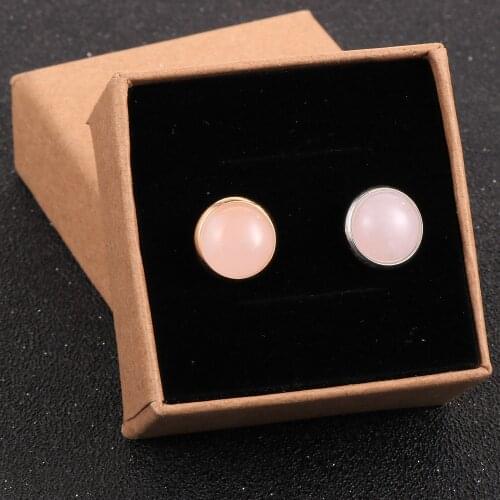 10mm Tiny Natural Gem Stone Crystal Beads Stud Earrings For Women Girls 12 Style Colorful Quartz Gold Silver Color Earring Studs