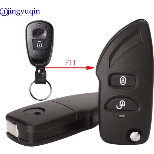 Jingyuqin 2 Button Folding Flip Remote Key Shell Case Car Key Housing With Battery Holder For Hyundai HAWTAI Santa Fe