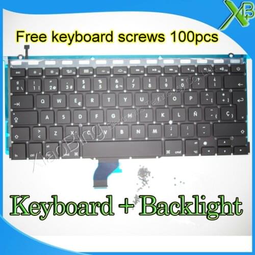 Brand New For MacBook Pro Retina 13.3" A1502 SP Spanish keyboard+Backlight Backlit+100pcs keyboard screws 2013-2015 Years