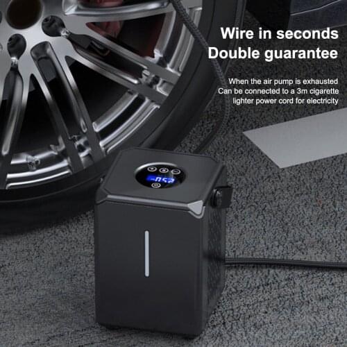 Line/Wireless 2 in 1 6000mAh 30L / Mini Portable Air Compressor 12V 120 PSI Tire Inflator Electric Auto Pump with Bright LED Lig