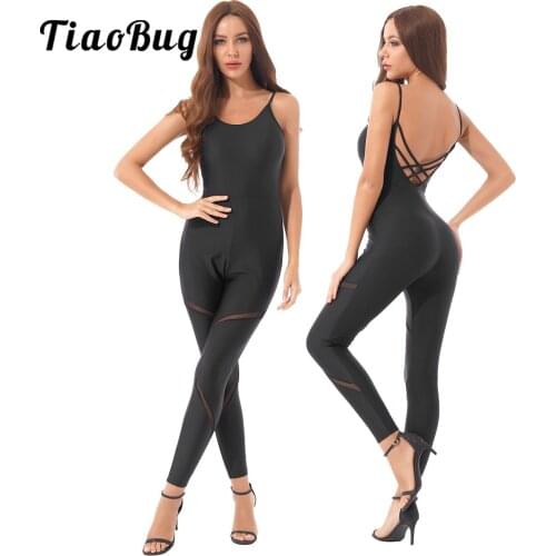 Women Stretch Dance Unitard Bodysuit Ballet Gymnastics Sleeveless Backless Straps One Piece Leotard Jumpsuits Rompers Plus Size