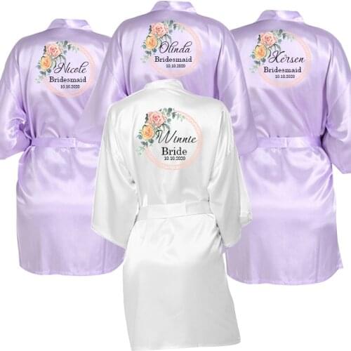 Flower Girl Best Friends Kimono Robe Bathrobe Women Silk Wedding Robes Nightwear Robes Satin Robe Hen Party Bathrobe
