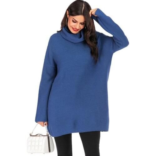 Turtleneck Warm Sweater Dress Pullover Winter Long Sleeve Loose Mini Solid Casual Knitted Dresses Women Plus Size XXL Black