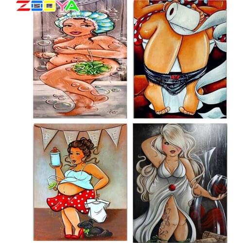 ZOOYA New 5D DIY Set Full Diamond Diamond Sticker Woman Sexy Bath Diamond Embroidery Cross Stitch Mosaic Needlework R19788
