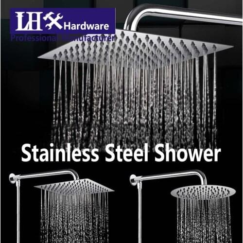 10/12 Inch Modern Square Stainless Steel Rainfall Shower Head Ultra-Thin Wall Mounted Top Ceiling Mounted Showerheads XY101B H