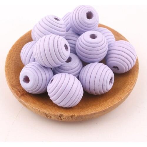 50PCS 18mm Purple Thread Wooden Beads Fashion Hot Beads Natural Loose Wood Beads for Jewelry Making Bracelet Baby Teether