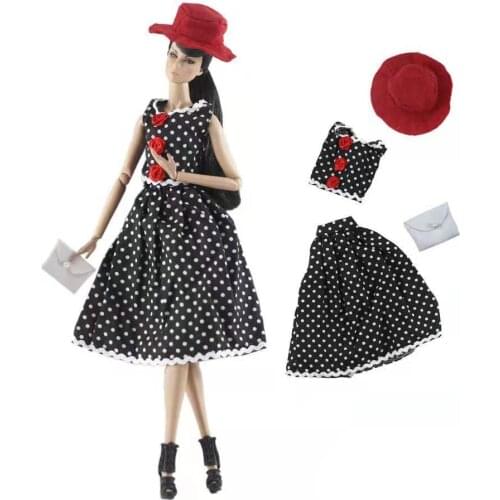 11.5" Doll Clothes Classic Black White Dotted Polka Princess Dress For Barbie Clothes Party Gown 1/6 BJD Dolls Accessories Toys