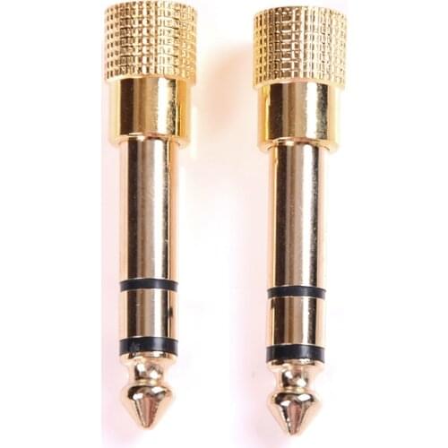 2Pcs 6.5mm to 3.5mm Gold Music MP3 Audio Converter Male to Female Jack Plus Stereo Headphone Audio Adapter 6.5 3.5 Converter
