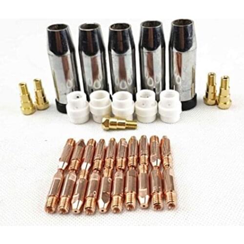 24KD Welding Torch Consumable 35pcs 0.8mm 1.0mm 1.2mm MIG Torch Gas Nozzle Tip Holder Gas Diffuser of MIG MAG Welding Machine