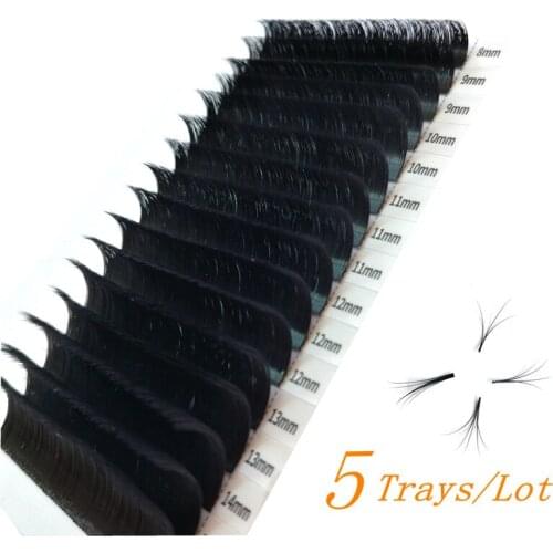 5 trays/lot Easy Fan Blooming Faux Mink Lashes Korea Eyelashes 3d False Mink Eyelash Long Lasting Auto Fans