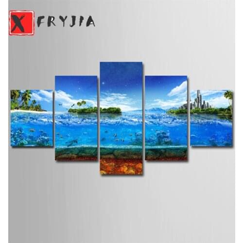 5pcs 5d home decoration diamond painting Natural undersea scenery full drill square round diamond embroidery diamond mosaic