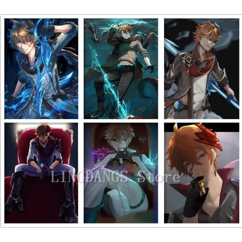 5D DIY Diamond Painting Cartoon Genshin Impact Cool Game Tartaglia Diamond Mosaic Embroidery Cross Stitch Kits Home Decor Gift