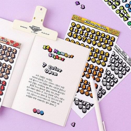 6Pcs Korea Ins Colourful Alphanumeric Sticker DIY Scrapbook Calendar Mobile Stationery Decoration Sticker
