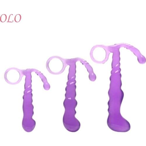 OLO Butt Plug for Beginner Colorful Crystal Jewelry Sex Toys for Men Women with Pull Ring Prostate Massager S/M/L Anal Plug