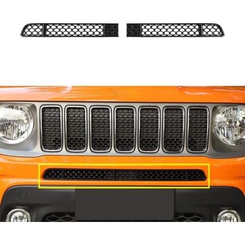 AU05 -Front Grille Mesh Insect Net Decoration Cover Trim Sticker Car Exterior Accessories for Jeep Renegade 2019-2021