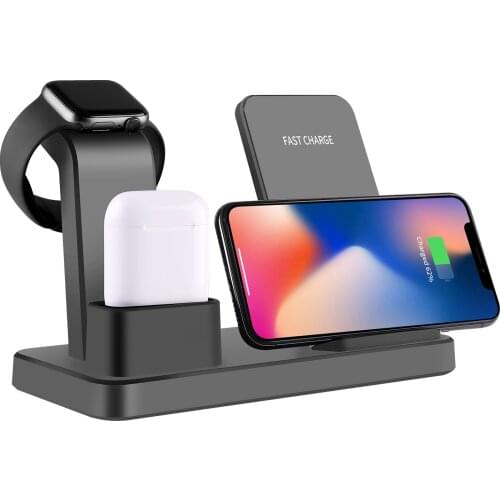 7.5W Fast Qi Wireless Charger Stand For iPhone XS Max/ XR/ XS Samsung S10 S9 10W 3 in 1 Charging Dock for Apple Watch AirPods