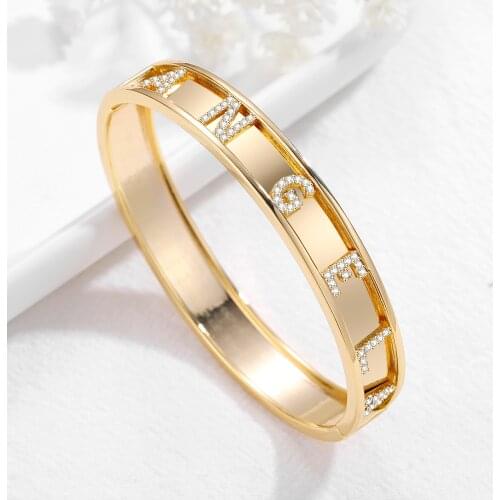 Custom Zircon Name Bracelet Personalized Bangle Bracelets For Women Jewelry Luxury Words Letters Cuff Bangles Gift Women Girl