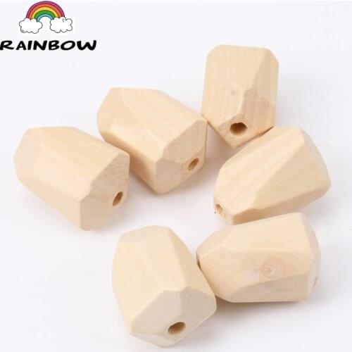Natural Faceted Wooden unfinished geometric Spacer Beads For Jewelry making Handmake DIY Accessory 20x30mm 5pcs