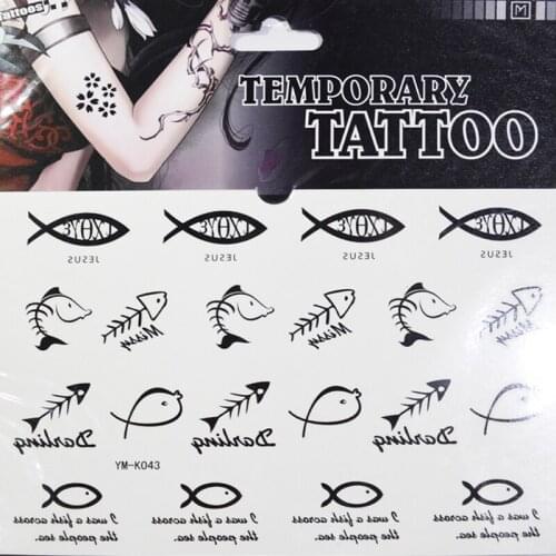 Black Feather Paperplane Temporary Body Tattoo Sticker Carriage Star Fish Cross Disposable Waterproof Tattoo