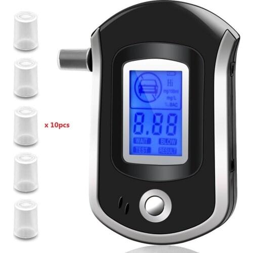 EEK-Brand Breathalyzer Digital LCD Breath Alcohol Tester with 10 Mouthpieces Display and Semi-Conductor Sensor